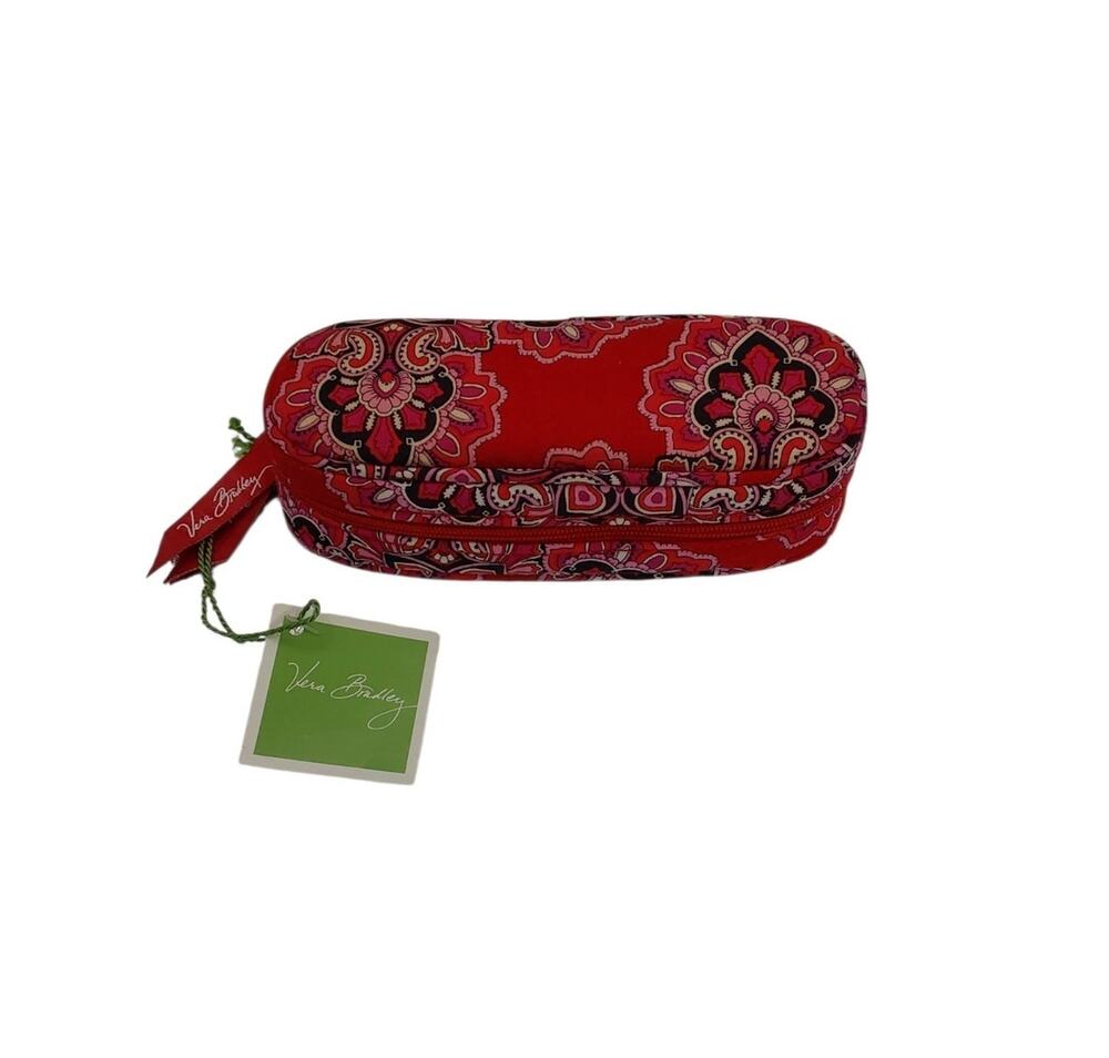 Vera Bradley Frankly Scarlet Eyeglasses Zip Around Case Red Floral Paisley 6"